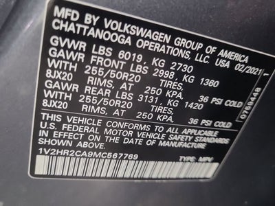 2021 Volkswagen Atlas 3.6L V6 SE w/Technology