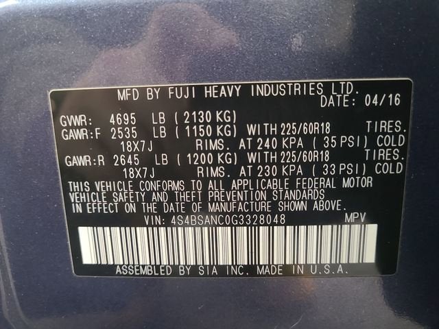 2016 Subaru Outback 2.5i Limited